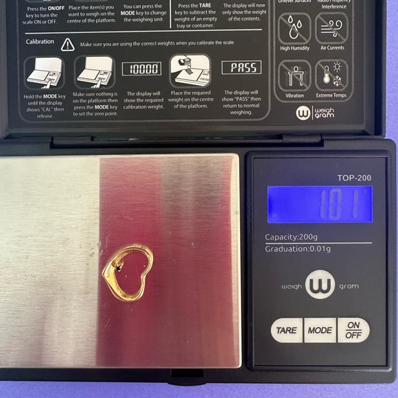 14K gold open heart charm - Picture 5 of 6